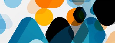 Beyaz üzerine renkli baloncuklar ve yuvarlak geometrik şekiller. Duvar kağıdı, pankart, arkaplan, iniş sayfası için vektör geometrik asgari özet arkaplan