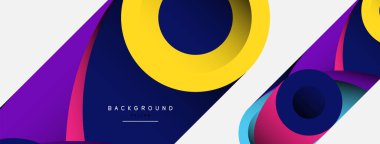 Soyut arkaplan. Minimum geometrik daireler ve koyu gölgeli yuvarlak şekiller. Duvar kağıdı afişi veya arkaplan için moda teknoloji iş şablonu