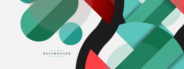 Geometrik şekiller bileşim soyut arkaplan. Çember çizgileri ve dikdörtgenler. Duvar kağıdı afişi veya iniş sayfası için vektör illüstrasyonu