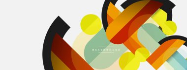 Geometrik şekiller bileşim soyut arkaplan. Çember çizgileri ve dikdörtgenler. Duvar kağıdı afişi veya iniş sayfası için vektör illüstrasyonu