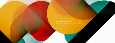 Yuvarlak üçgen çizgileri ve daireleri şekillendirir. Duvar kağıdı afişi arkaplanı veya iniş sayfası için Geometrik vektör çizimi