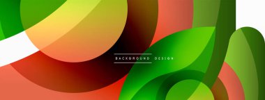 Renkli geometrik şekilli soyut arkaplan. Yuvarlak şekilli, daire ve çizgilerle çok güzel bir arka plan. Geometrik tasarım. Vektör illüstrasyonu