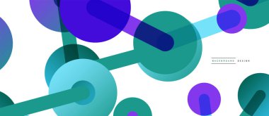 Soyut arkaplan. Yuvarlak noktalar çizgilerle birleşti. Duvar kağıdı, afiş, arkaplan veya iniş için moda tekno iş şablonu