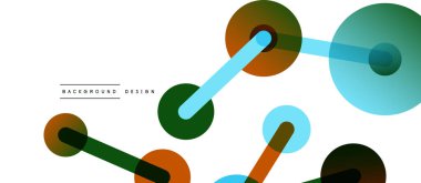 Çizgi noktaları geometrik soyut arkaplan bağlantıları. Çizgilerle birbirine bağlı çemberler. Duvar kağıdı, afiş, arkaplan veya iniş için moda tekno iş şablonu