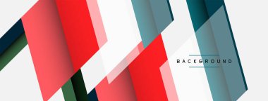 Vektör arkaplanı. Gölge efektli soyut örtüşen renk çizgileri tasarımı. Duvar kağıdı afişi için resim arkaplanı veya iniş sayfası