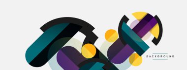 Yuvarlak geometrik şekiller çizgiler ve daireler. Duvar kağıdı afişi ya da iniş sayfası için vektör şablonu