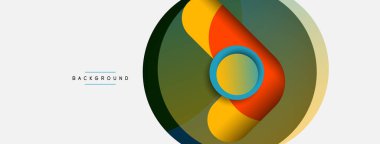 Vektör yuvarlak şekilli daireler minimum geometrik arkaplan. Duvar kağıdı afişi veya iniş sayfası için vektör illüstrasyonu