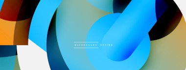 Yuvarlak şekiller daireler ve diğer geometrik şekiller. Duvar kağıdı afişi arkaplan kartı veya iniş sayfası için vektör illüstrasyonu