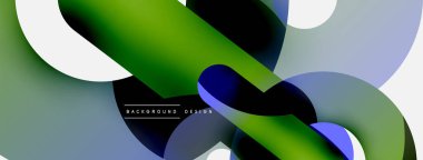 Yuvarlak şekiller daireler ve diğer geometrik şekiller. Duvar kağıdı afişi arkaplan kartı veya iniş sayfası için vektör illüstrasyonu