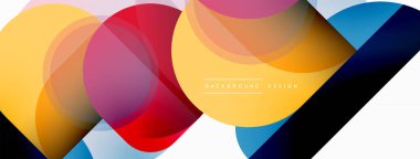 Yuvarlak üçgen çizgileri ve daireleri şekillendirir. Duvar kağıdı afişi arkaplanı veya iniş sayfası için Geometrik vektör çizimi