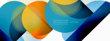 Yuvarlak üçgen çizgileri ve daireleri şekillendirir. Duvar kağıdı afişi arkaplanı veya iniş sayfası için Geometrik vektör çizimi