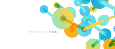 Soyut arkaplan. Yuvarlak noktalar çizgilerle birleşti. Duvar kağıdı, afiş, arkaplan veya iniş için moda tekno iş şablonu