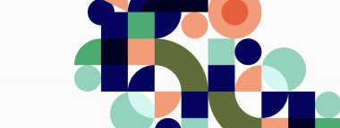 Minimum geometrik soyut arkaplan. Çember kare ve üçgen tasarım. Duvar kağıdı, afiş, arkaplan veya iniş için moda tekno iş şablonu