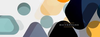 Beyaz üzerine renkli baloncuklar ve yuvarlak geometrik şekiller. Duvar kağıdı, pankart, arkaplan, iniş sayfası için vektör geometrik asgari özet arkaplan