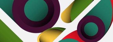 Soyut arkaplan. Minimum geometrik daireler ve koyu gölgeli yuvarlak şekiller. Duvar kağıdı afişi veya arkaplan için moda teknoloji iş şablonu