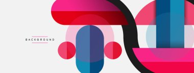 Geometrik şekiller bileşim soyut arkaplan. Çember çizgileri ve dikdörtgenler. Duvar kağıdı afişi veya iniş sayfası için vektör illüstrasyonu