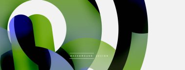 Yuvarlak şekiller daireler ve diğer geometrik şekiller. Duvar kağıdı afişi arkaplan kartı veya iniş sayfası için vektör illüstrasyonu