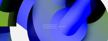 Yuvarlak şekiller daireler ve diğer geometrik şekiller. Duvar kağıdı afişi arkaplan kartı veya iniş sayfası için vektör illüstrasyonu