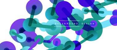 Soyut arkaplan. Yuvarlak noktalar çizgilerle birleşti. Duvar kağıdı, afiş, arkaplan veya iniş için moda tekno iş şablonu