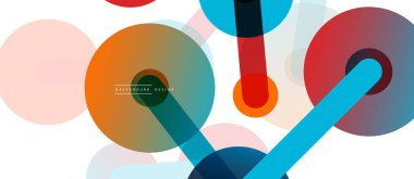 Soyut arkaplan. Yuvarlak noktalar çizgilerle birleşti. Duvar kağıdı, afiş, arkaplan veya iniş için moda tekno iş şablonu