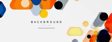 Beyaz üzerine renkli baloncuklar ve yuvarlak geometrik şekiller. Duvar kağıdı, pankart, arkaplan, iniş sayfası için vektör geometrik asgari özet arkaplan