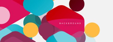 Soyut yuvarlak geometrik şekiller ve daireler. Duvar kağıdı, afiş, arkaplan veya iniş için moda tekno iş şablonu