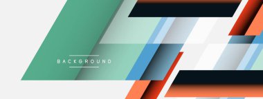 Vektör arkaplanı. Gölge efektli soyut örtüşen renk çizgileri tasarımı. Duvar kağıdı afişi için resim arkaplanı veya iniş sayfası