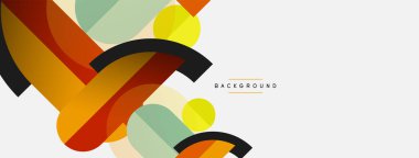 Yuvarlak geometrik şekiller çizgiler ve daireler. Duvar kağıdı afişi ya da iniş sayfası için vektör şablonu