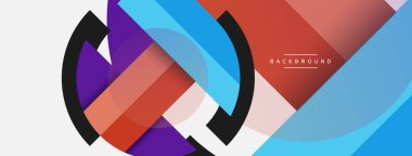 Geometrik şekiller bileşim soyut arkaplan. Çember çizgileri ve dikdörtgenler. Duvar kağıdı afişi veya iniş sayfası için vektör illüstrasyonu