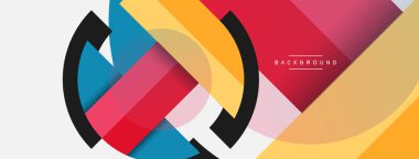 Yuvarlak geometrik şekiller çizgiler ve daireler. Duvar kağıdı afişi ya da iniş sayfası için vektör şablonu