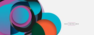 Vektör yuvarlak şekilli daireler minimum geometrik arkaplan. Duvar kağıdı afişi veya iniş sayfası için vektör illüstrasyonu