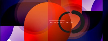 Yuvarlak üçgen çizgileri ve daireleri şekillendirir. Duvar kağıdı afişi arkaplanı veya iniş sayfası için Geometrik vektör çizimi