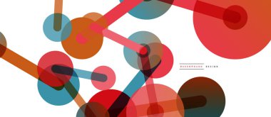 Soyut arkaplan. Yuvarlak noktalar çizgilerle birleşti. Duvar kağıdı, afiş, arkaplan veya iniş için moda tekno iş şablonu