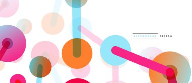 Soyut arkaplan. Yuvarlak noktalar çizgilerle birleşti. Duvar kağıdı, afiş, arkaplan veya iniş için moda tekno iş şablonu