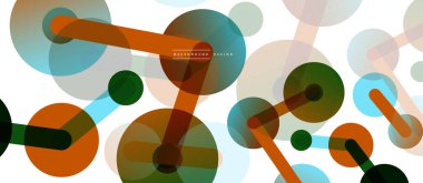 Soyut arkaplan. Yuvarlak noktalar çizgilerle birleşti. Duvar kağıdı, afiş, arkaplan veya iniş için moda tekno iş şablonu