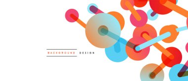 Soyut arkaplan. Yuvarlak noktalar çizgilerle birleşti. Duvar kağıdı, afiş, arkaplan veya iniş için moda tekno iş şablonu