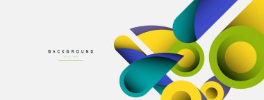 Soyut arkaplan. Minimum geometrik daireler ve koyu gölgeli yuvarlak şekiller. Duvar kağıdı afişi veya arkaplan için moda teknoloji iş şablonu