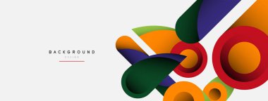 Soyut arkaplan. Minimum geometrik daireler ve koyu gölgeli yuvarlak şekiller. Duvar kağıdı afişi veya arkaplan için moda teknoloji iş şablonu