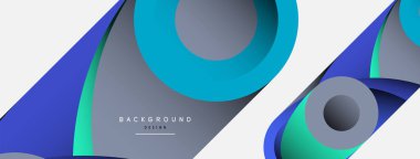 Soyut arkaplan. Minimum geometrik daireler ve koyu gölgeli yuvarlak şekiller. Duvar kağıdı afişi veya arkaplan için moda teknoloji iş şablonu