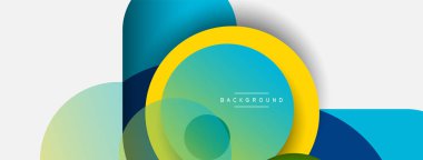 Çember ve yuvarlak şekiller soyut arkaplan. Duvar kağıdı afişi veya iniş sayfası için vektör illüstrasyonu