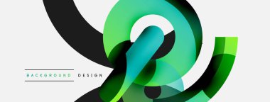 Yuvarlak şekiller daireler ve diğer geometrik şekiller. Duvar kağıdı afişi arkaplan kartı veya iniş sayfası için vektör illüstrasyonu