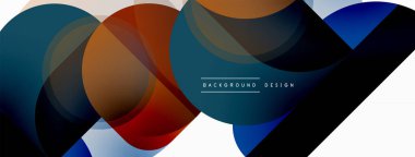 Yuvarlak üçgen çizgileri ve daireleri şekillendirir. Duvar kağıdı afişi arkaplanı veya iniş sayfası için Geometrik vektör çizimi