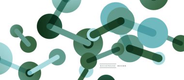 Soyut arkaplan. Yuvarlak noktalar çizgilerle birleşti. Duvar kağıdı, afiş, arkaplan veya iniş için moda tekno iş şablonu