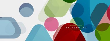 Beyaz üzerine renkli baloncuklar ve yuvarlak geometrik şekiller. Duvar kağıdı, pankart, arkaplan, iniş sayfası için vektör geometrik asgari özet arkaplan