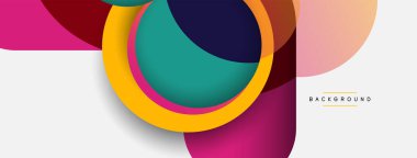 Yaratıcı geometrik duvar kağıdı. Asgari soyut arkaplan. Duvar kağıdı arkaplanı veya iniş sayfası için daire bileşimi vektör çizimi