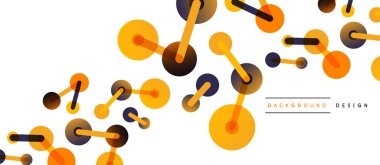 Soyut arkaplan. Yuvarlak noktalar çizgilerle birleşti. Duvar kağıdı, afiş, arkaplan veya iniş için moda tekno iş şablonu