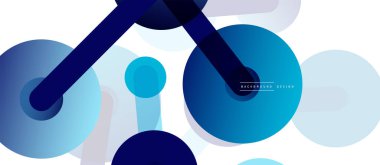 Soyut arkaplan. Yuvarlak noktalar çizgilerle birleşti. Duvar kağıdı, afiş, arkaplan veya iniş için moda tekno iş şablonu