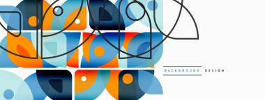 Çizgiler, kareler, daireler ve üçgenler. Duvar kağıdı, pankart, arkaplan, sunum veya iniş sayfası için Geometrik soyut arkaplan