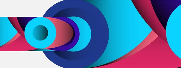 Fondo abstracto. Círculos geométricos mínimos y formas de estilo redondo con profundos efectos de sombra. Plantilla de negocio de tecnología de moda para banner de papel pintado o fondo — Vector de stock