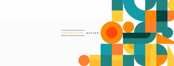 Circle and square geometric background. Round shapes with squares and triangles composition for wallpaper, banner, background or landing — Stock Vector